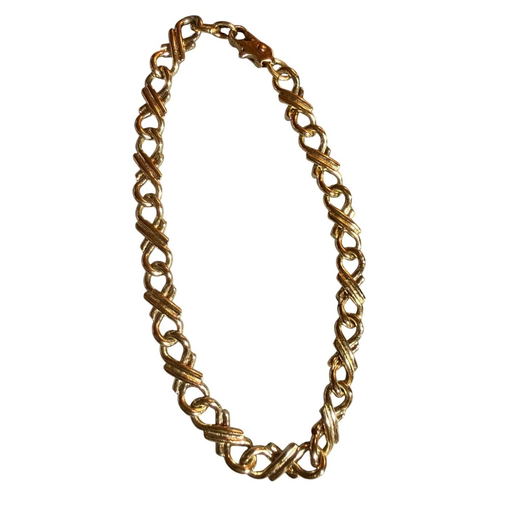 VTG‎ Gold Tone Twisted Infinity Chain  Bracelet Clasp Closure Women's 7"